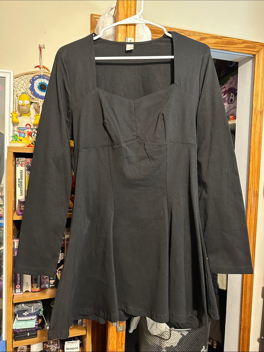 Muse Black Long-Sleeve Square Neck Dress